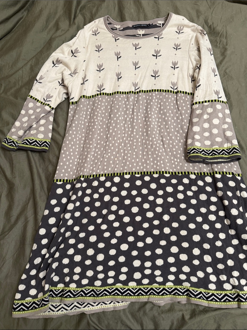 Womens gudrun sjoden  Polka Dot & Floral Knit Dress - Neutral Gray Cream